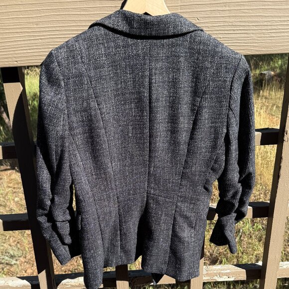 H&M Open-Front 3/4 Gathered Sleeve Tweed Blazer - Picture 4 of 10